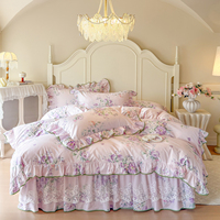 Vente directe usine – Ensemble de literie de luxe en coton pur à volants, style princesse coréenne, pour la décoration moderne de la maison et de la chambre