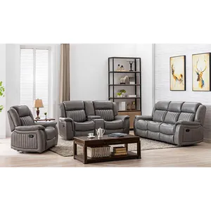 Nuovi reclinabili manuali in pelle Air 3 + 2 + 1 divano reclinabile Set Motion Sofa produttore produzione personalizzata