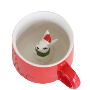 Taza de cerámica GZYSL blanca 3D lindo Animal de dibujos animados hecho a mano taza de café de cerámica 8OZ tazas de café regalo para mamá papá marido esposa <span class=keywords><strong>abuelo</strong></span> - Product Image 5