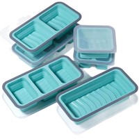 Boîte de conservation alimentaire pliable en silicone de qualité alimentaire, compartimentée, empilable, moderne et minimaliste, avec couvercle, pour le déjeuner et comme moule de cuisson