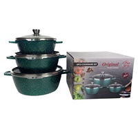 6pcs 24cm 28cm 32cm Set Peralatan Masak Jumbo Anti Lengket Aluminium Granit Panci Wajan Set dengan Spatula