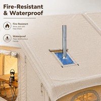 Tente de glamping gonflable de luxe de 12 m² - Tente cabine automatique en Oxford imperméable avec cheminée pour les États-Unis et l'UE