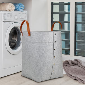 Panier de rangement en feutre, panier en feutre pliable, panier de rangement pour le linge avec poignée en PU - Product Image 2