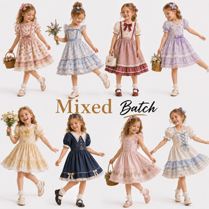 Vestido de verano para niñas grandes, vestido infantil con estampado de dibujos animados, entrega al por mayor de estilos variados, ropa de comercio exterior con mezcla aleatoria. - Product Image 1