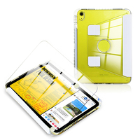 Coque de tablette avec béquille rotative pour iPad 10ème, 9ème génération, Pro 11, 12.9 pouces, dos rigide transparent avec emplacement pour stylet, support magnétique multi-positions