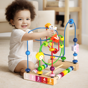 Juguetes Sensoriales <span class=keywords><strong>de</strong></span> Madera Montessori para Niños <span class=keywords><strong>de</strong></span> 1 a 2 Años, <span class=keywords><strong>Laberinto</strong></span> <span class=keywords><strong>de</strong></span> Cuentas Geométricas y Animales Educativos - Product Image 2
