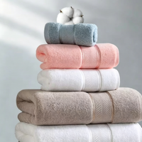 Hotel Quality 100% Cotton Eco-Friendly Antimicrobial Quick-Dry Embroidered Solid Color Adult Customizable Bath Towels Towel