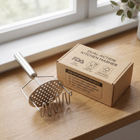 Écrase-pommes de terre manuel en acier inoxydable 430, robuste, double action, pour viande et pommes de terre