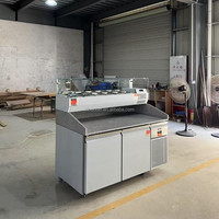 Table de préparation réfrigérée commerciale en acier inoxydable pour pizzas, plan de travail pour salades, vitrine réfrigérée pour sandwichs pour cuisine de restaurant