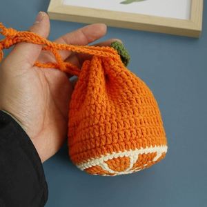 Bolso de mano de ganchillo hecho a mano con cordón naranja, estilo sencillo, para niñas, Navidad, negocios, bolso de cordón naranja feo, en stock - Product Image 3