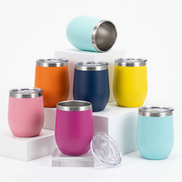 Gobelet isotherme double paroi en acier inoxydable 304 de 12 oz, coloré, en forme d'œuf, avec couvercle, pour le lait