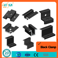 Art Sign Collier de serrage central solaire 30 mm anodisé noir, compatible avec panneaux solaires universels, collier de fixation d'extrémité pour module PV OEM pour système de rail
