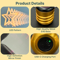 Lampe de style nouveau, lumière tunnel infini, cœur, arc-en-ciel, étoile, ampoule LED miroir, rechargeable USB-C, cadeau pour des fins décoratives