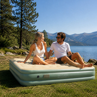 Matelas de couchage gonflable hybride haute performance pliable et portable avec pompe intégrée pour le camping et la maison, revêtement en PVC floqué, plusieurs tailles