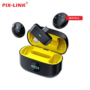 Micrófono Inalámbrico <span class=keywords><strong>de</strong></span> Solapa PIX-LINK 2 en 1 con Clip Magnético para Solapa, Micrófono <span class=keywords><strong>de</strong></span> Botón para Grabación <span class=keywords><strong>de</strong></span> Video, Transmisión en Vivo, Tiktok - Product Image 1