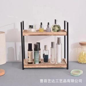 Estante de almacenamiento de madera de doble capa para cosméticos y joyas, organizador de escritorio con marco de Metal, soporte para artículos de tocador para baño - Product Image 2