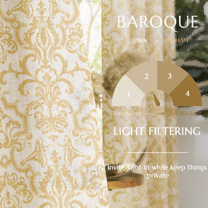 <span class=keywords><strong>Rideaux</strong></span> filtrants en lin mélangé de 84 pouces 2 pièces de <span class=keywords><strong>rideaux</strong></span> de brocart vintage de style <span class=keywords><strong>baroque</strong></span> - Product Image 3