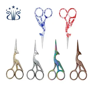 RTS Big Crane With Crown Type Durable Stainless Steel Vintage Classic Embroidery Scissors