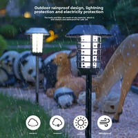 Lampe anti-moustiques à lumière UV étanche IP65 alimentée par énergie solaire et batterie au lithium - Choc électrique - Utilisation en extérieur pour les jardins et les patios