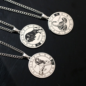 Pendentif Astrologie <span class=keywords><strong>Horoscope</strong></span>, Bijou Porte-Bonheur, Collier Signe Astrologique Scorpion, Acier Inoxydable, Collier 12 Constellations - Product Image 4