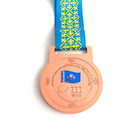 Logo personnalisé d'usine OEM médailles d'attribution avec ruban blanc or argent bronze honneur cyclisme course marathon médaille de sport en métal