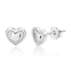 High Quality <b>Titanium</b> Alloy Heart-Shaped <b>Stud</b> Earrings with 5A Zircon Gold/Rose Gold Plating Vibrant Colors Unisex - Product Image 2
