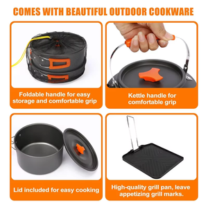 Réchaud de camping pliable à double brûleur réglable avec plaque chauffante, réchaud de camping portable au propane, sac de transport, poêle à frire, bouilloire, marmite - Product Image 6