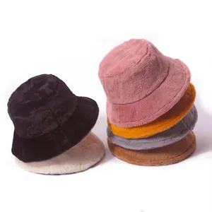 2023冬季女性可定制模糊帽子毛茸茸人造毛皮蓬松水桶帽