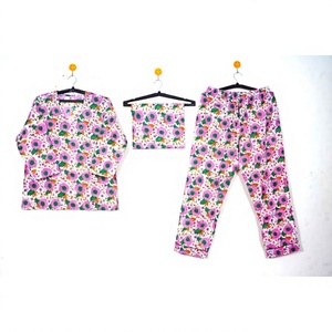 Nouvel Arrivage – Ensemble Pyjama Élégant et Respirant en Coton pour Femme, Imprimé Floral Numérique, Tenue de Nuit - Product Image 1