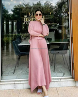 Ventes en gros de nouvelles robes longues plissées Miyake pour femmes, vertes, amples, à manches longues, élégantes, vestidos, impression numérique
