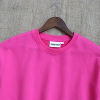 Sweat-shirt personnalisé à col ras du cou, col, poignets et ourlet côtelés, en molleton de coton épais, couleur fuchsia unie, à manches longues, décontracté