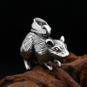 Collar con Colgante de Rata del Zodiaco Retro de yunnique, Joyería Masculina de Acero Inoxidable, Amuleto Animal, Regalo para Ocasiones Especiales - Product Image 3