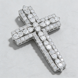 CUSTOM SILVER 10K/14K/18K GOLD PLATED LAB GROWN CVD DIAMOND CLASSIC ENGAGEMENT GIFT SWEATER <b>CHAIN</b> NECKLACE <b>CROSS</b> PENDANT - Product Image 3