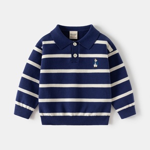 Nouveau <span class=keywords><strong>Pull</strong></span> Enfant Rayé à Col Polo Printemps 2025, Tricot Polyvalent pour Tout-Petits, Vente en Gros Tendance pour Enfants - Product Image 3