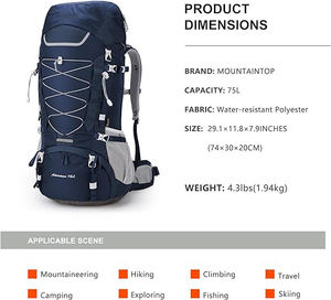 Zaino con telaio interno <span class=keywords><strong>75L</strong></span> con copertura antipioggia zaino montagna escursionismo - Product Image 5