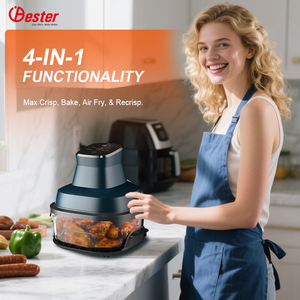 4L 1500W tất cả trong một có thể nhìn thấy Nồi chiên không khí có thể tháo rời Kính nướng khay vuông thiết kế nhà thông minh Điện đa chức năng Nồi chiên không khí - Product Image 5