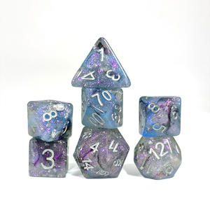 Juego de dados de colores de mezcla de purpurina poliédrica acrílica de varios lados personalizados DND al por mayor para juegos de dragones y mazmorras RPG - Product Image 3