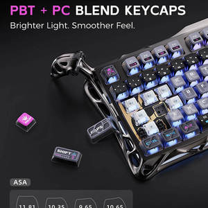 คีย์บอร์ดเกมมิ่งไร้สาย GravaStar Mercury K1 Pro 75% แบบกลไก สวิตช์แบบ Linear พร้อมไฟ RGB Backlit และโครงสร้าง - Product Image 5