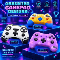 Lot de 12 jouets anti-stress souples en PU en forme de manette de jeu, à remontée lente, en boîte de présentation