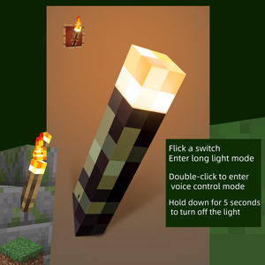 Lámpara Nocturna LED de Antorcha de <span class=keywords><strong>Minecraft</strong></span>, 4 Colores Cambiantes, Recargable, Montable en Pared, Decoración para Sala de Juegos con Control por Voz - Product Image 4