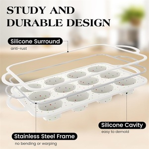 Nonstick Silicone Muffin Pan Metal Reinforced Frame <strong>Cupcake</strong> Pan Silicone <strong>Cupcake</strong> Baking Mold Nonstick Muffin <strong>Tin</strong> - Product Image 2