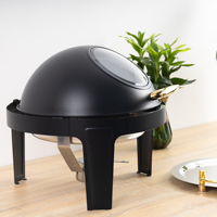 Poêle buffet ronde de luxe avec poignées noires et dorées pour hôtels et restaurants