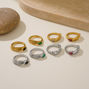 <span class=keywords><strong>Anello</strong></span> MYNECK alla Moda in Acciaio Inossidabile Placcato <span class=keywords><strong>Oro</strong></span> 18k, Antiossidante, Stile Hip-Hop con Gemma a Forma di <span class=keywords><strong>Serpente</strong></span>, Autunno 2026 - Product Image 3