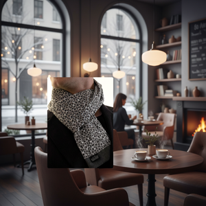 Écharpe pour homme à double face, imprimée numériquement, motif tissé en laine grise - Product Image 3