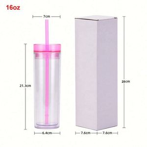 Vasos de agua delgados de acrílico de 16 oz sin BPA al por mayor, reutilizables, en colores transparentes y mate, con logotipo personalizado en stock para camping - Product Image 4