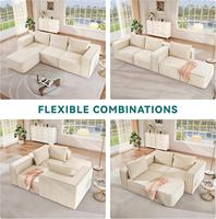 Canapé modulaire sectionnel moderne en velours côtelé beige en forme de U de 134,6 po avec chaise longue double, mousse à mémoire de forme et assise profonde sans armature – Expédition gratuite depuis les États-Unis