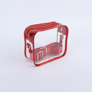 Sac messager rouge personnalisé pour femme, en PVC transparent, écologique, avec pochette organisatrice à ceinture, fermeture éclair étanche, bandoulière, portable pour l'hiver - Product Image 3