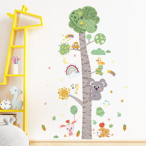 Grande taille bébé <span class=keywords><strong>chambre</strong></span> d'enfant dessin animé animal arbre croissance tableau règle décoration murale autocollants 3d - Product Image 3
