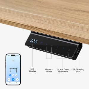 Produits tendance 2026 Nouveautés Bureau debout à base trapézoïdale avec bord biseauté, bureau réglable en <span class=keywords><strong>hauteur</strong></span> à double moteur en bois - Product Image 6