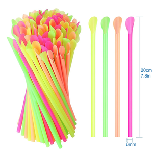 Pajitas de neón multicolor para batidos, helados y milkshakes de verano, accesorio para fiestas de cumpleaños y bares, venta al por mayor - Product Image 1